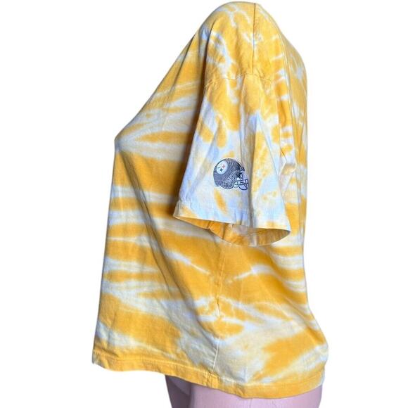 Womens Pittsburgh Steelers WEAR by Erin Andrews Yellow White Tie-Dye T-Shirt S - Picture 7 of 10